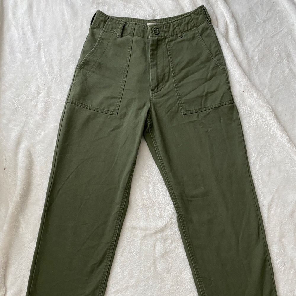 Green straight leg pants